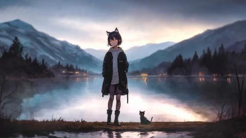 Black Cat Ear Live Wallpaper